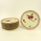 Ten (10) Mid 20th Century French Bernardaud & Cie Limoges Porcelain Dinner Plates in the "Nankin"