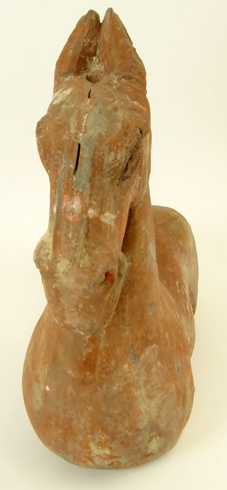 Chinese Han Dynasty Terra Cotta Figure of a Horse with Traces of Pigment. The Gallery Has Been - Image 3 of 5