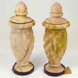 Pair of 20th Century carved marble garden urns. Unsigned. Losses to bases, please examine