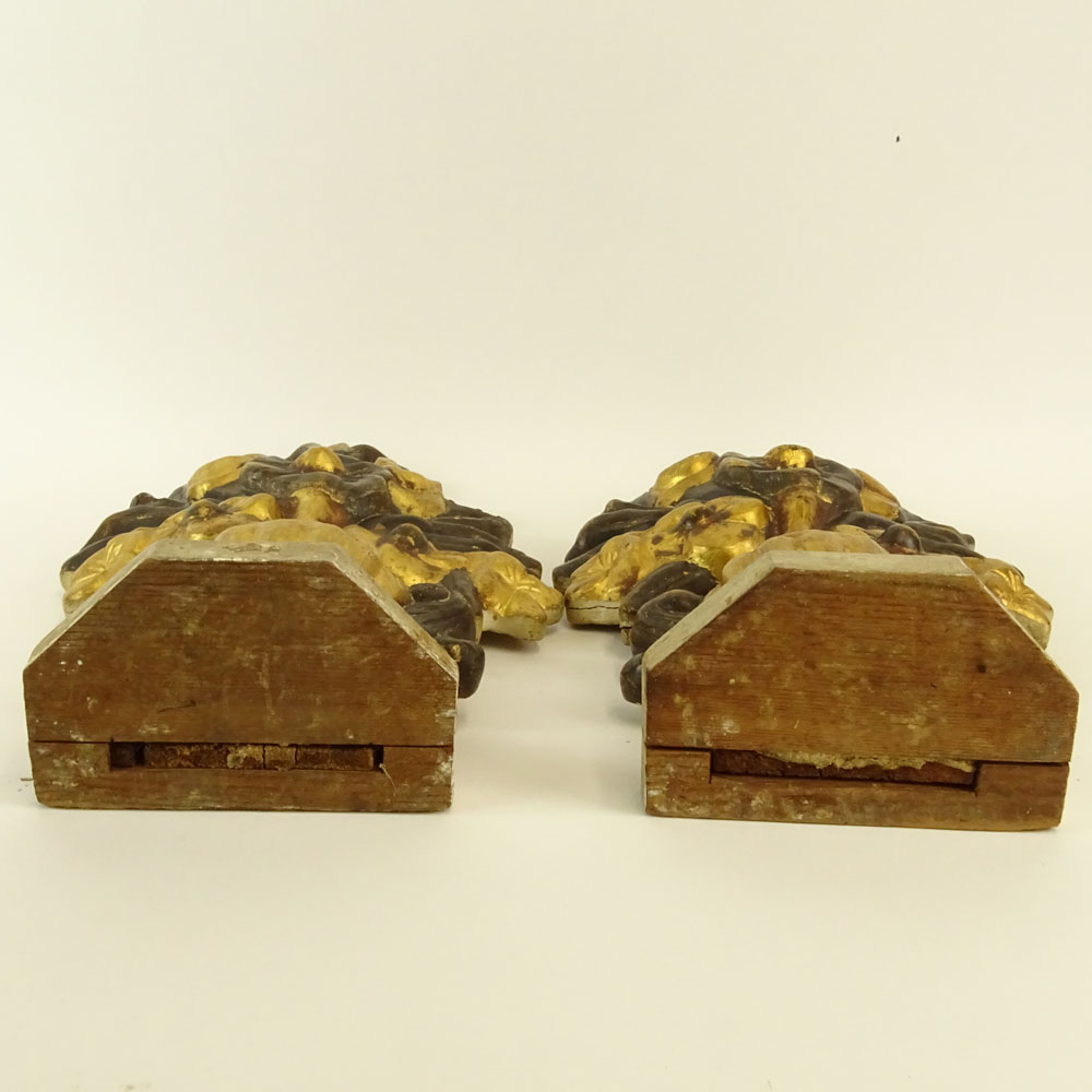 Pair of 19th Century Probably Italian Giltwood Decorative Carvings. Unsigned. Rubbing, surface - Image 6 of 6