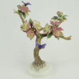 Dorothy Doughty Royal Worcester Porcelain Bird Group "Crabapple & Butterfly". Signed. Restoration to