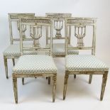 Set of 4 19th Century, probably Italian carved and painted wood side chairs. Unsigned. Paint loss,