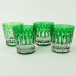 Four (4) Saint Louis, France Crystal Tommy Whiskey Tumblers / Old Fashioned. Etched marked to