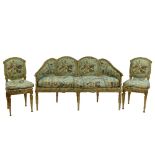 19th Century Italian Carved and Silver Gilt Three (3) Piece Salon Set including bench/sofa and 2