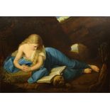 Antique Continental Oil on Canvas "The Penitent Magdalen" Unsigned. Good Relined Condition. Measures
