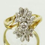 Vintage approx. 1.0 Carat Diamond and 14 Karat Yellow Gold Cluster Ring. Diamonds H-I-J color, VS1-