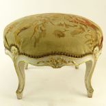 Early 20th Century French Louis XV Style, Painted and Parcel Gilt Tabouret with Aubusson Cover.