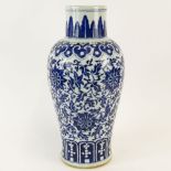 19/20th Century Chinese Blue and White Porcelain Baluster Vase. Unsigned. Good condition. Measures