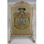 French Late 18th Century Louis XVI Carved, Painted and Parcel Gilt and Needlepoint Fire Screen.