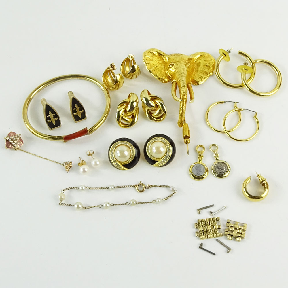 Miscellaneous lot of costume jewelry. Includes Christian Dior Clip on earrings, Dominique Aurentis