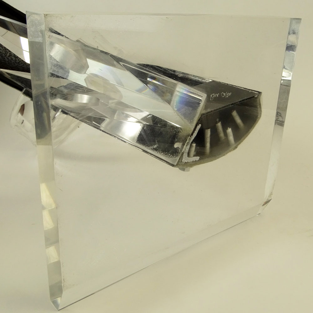 Rona Cutler Mid-Century Modern Lucite and Chrome Sculpture. Signed. Light wear, display scratches on - Image 8 of 9