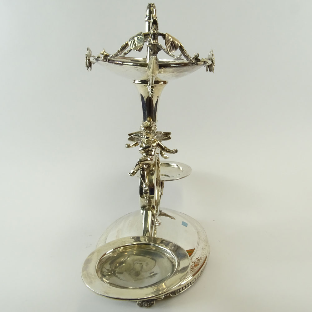 Meridan Britannia Company, 19/20th Century American Aesthetic Movement Silver Plate Epergne. Signed. - Image 7 of 9