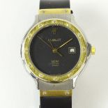 Lady's Vintage Hublot MDM Geneve Stainless Steel and 18K Gold Wristwatch, Quartz Movement, with