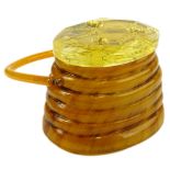 Vintage Honey Colored Beehive Lucite Purse with Brass Bees. Unsigned. Minor scuffs or in good