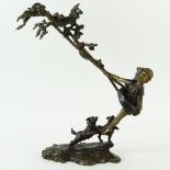 Mark Hopkins, American (20th C) Bronze Sculpture "The Tire Swing" Signed and dated 93. Ed 10/550.