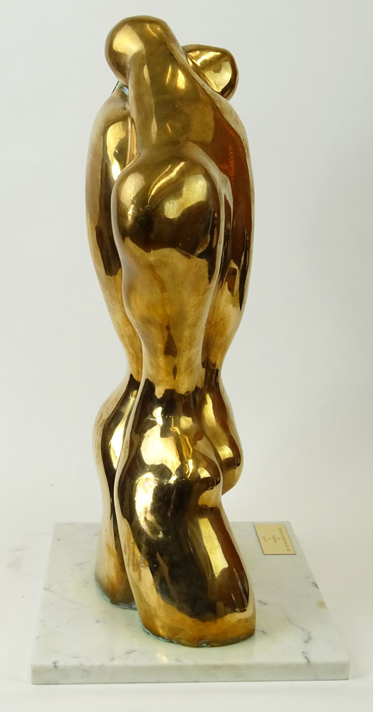 Manuel Carbonell, Cuban/American (born 1918) Bronze Sculpture on marble base "Lovers"  Tagged on - Image 5 of 9