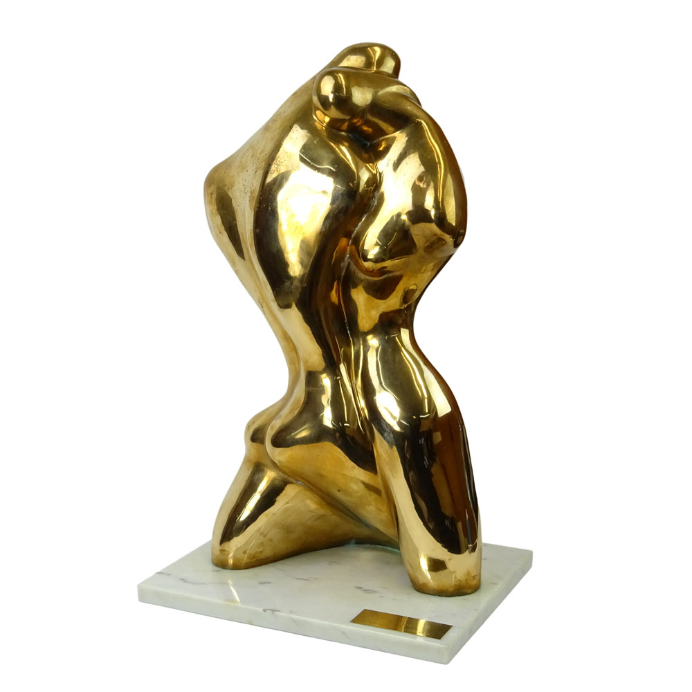 Manuel Carbonell, Cuban/American (born 1918) Bronze Sculpture on marble base "Lovers"  Tagged on - Image 8 of 9