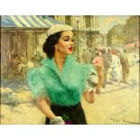 Pal Fried, American/Hungarian (1893-1976) Oil on canvas "Beauty On Paris Street" Signed. Fried Pal