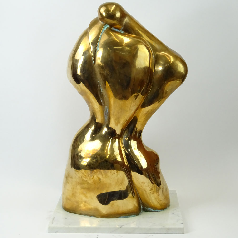 Manuel Carbonell, Cuban/American (born 1918) Bronze Sculpture on marble base "Lovers"  Tagged on - Image 6 of 9