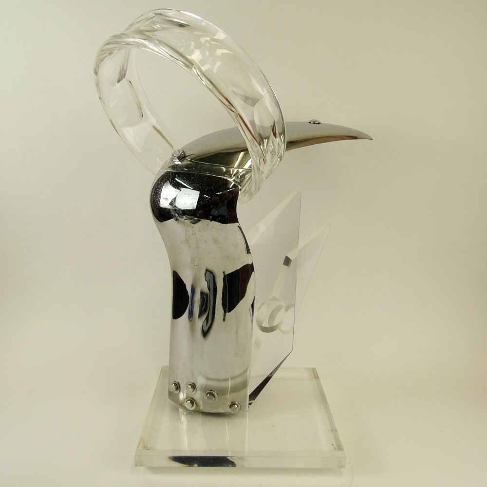 Rona Cutler Mid-Century Modern Lucite and Chrome Sculpture. Signed. Light wear, display scratches on - Image 6 of 9