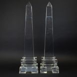 Attributed to: Charles Hollis Jones pair of Lucite Obelisks. Unsigned. Light scratches or in good