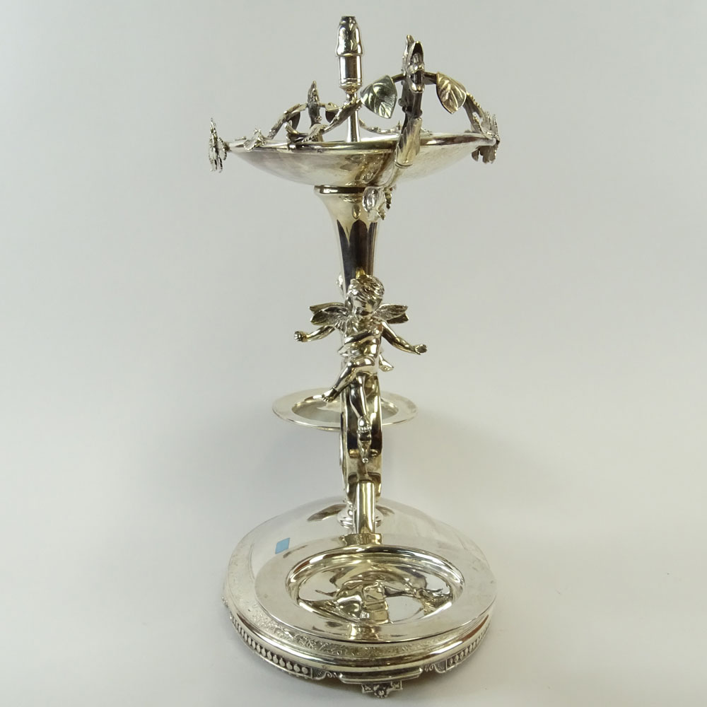 Meridan Britannia Company, 19/20th Century American Aesthetic Movement Silver Plate Epergne. Signed. - Image 5 of 9