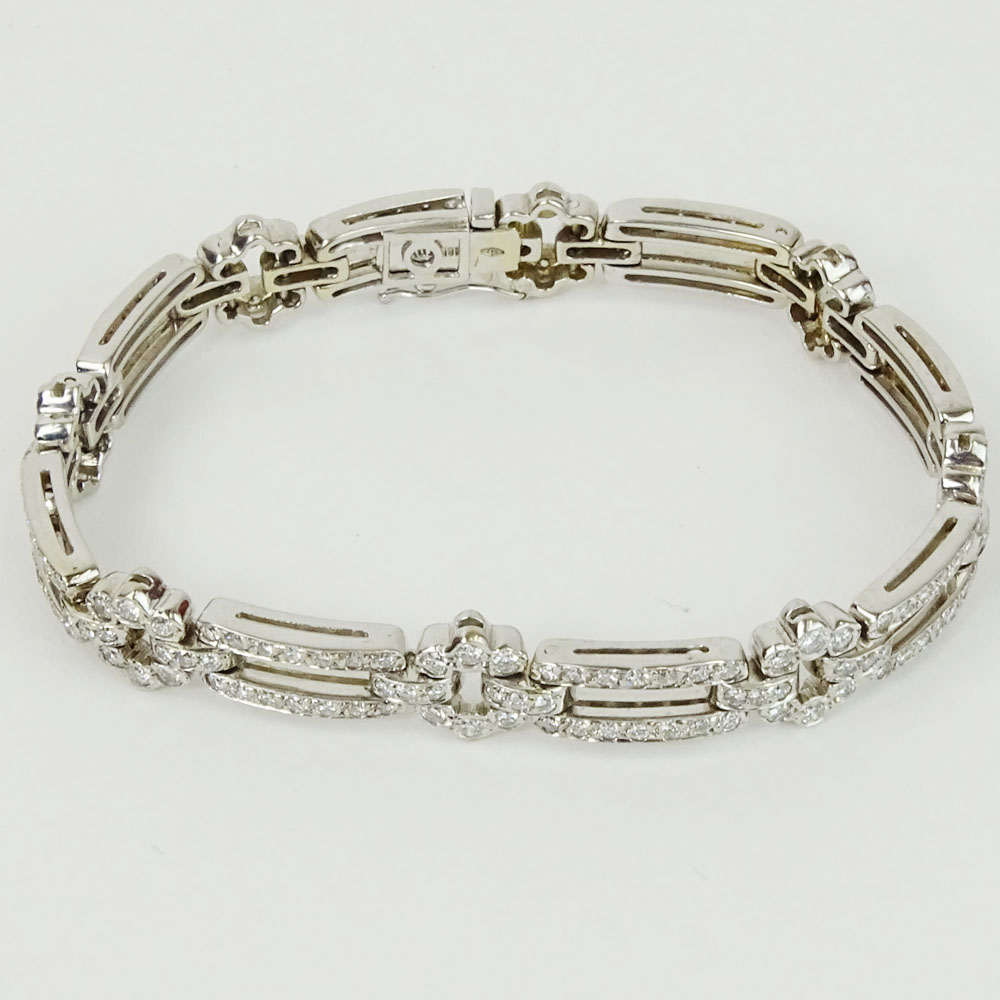 Lady's Approx. 4.0 Carat Round Cut Diamond and 18 Karat White Gold Bracelet. Diamonds F-G color, - Image 5 of 5
