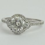 AIG Certified 1.04 Carat Round Brilliant Cut Diamond and 14 Karat White Gold Engagement Ring