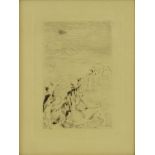 after: Pierre-Auguste Renoir, French (1841-1919) Drypoint Etching "Sur la plage, ˆ Berneval". Signed