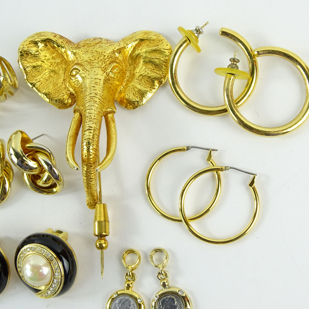 Miscellaneous lot of costume jewelry. Includes Christian Dior Clip on earrings, Dominique Aurentis - Image 8 of 10