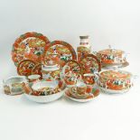 106 Piece Arita Imari Peacock Porcelain Partial Dinner Service. Includes 11 Chargers; 12 dinner