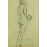 Antonina F. Sofronova, Russian (1892-1966) Pencil on paper "Female Nude Study" Bears Cyrillic