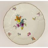 Large Antique Meissen Hand Painted Porcelain Serving Dish. Signed with crossed sword mark. Wear to