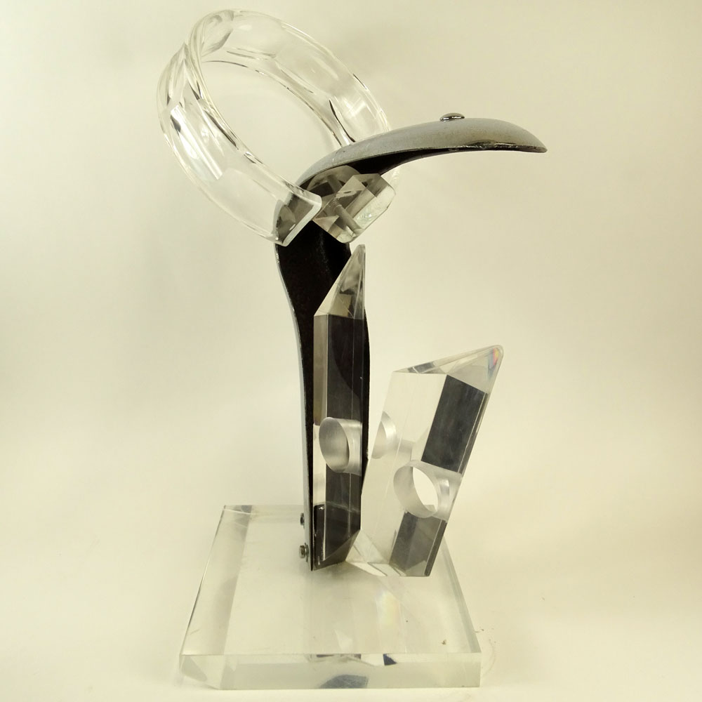 Rona Cutler Mid-Century Modern Lucite and Chrome Sculpture. Signed. Light wear, display scratches on - Image 7 of 9