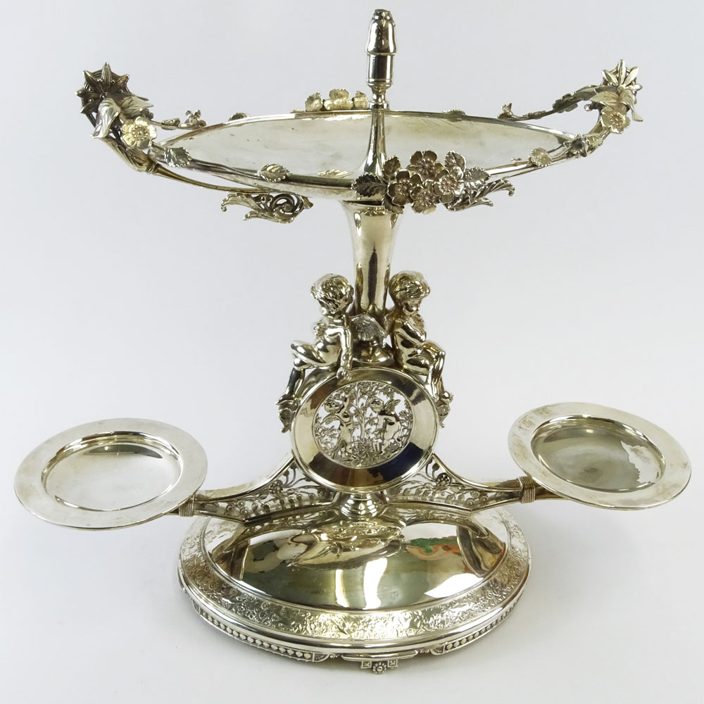 Meridan Britannia Company, 19/20th Century American Aesthetic Movement Silver Plate Epergne. Signed. - Image 2 of 9