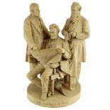 John Rogers (AMERICAN, 1829-1904) Plaster Sculpture, The Council of War. Signed to base. Chips,