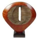 Henry Moretti (20th Century) "The Little River" Large Hand Carved Mahogany Wood Sculpture.