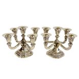 Pair of Early 20th Century German 835 Silver 5 Light Candelabra. Signed with German hallmarks and