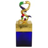 Niki de Saint Phalle Factice painted resin Snake design Perfume Bottle with a blue tinted glass