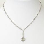 Lady's Approx. .80 Carat European Cut Diamond and 18 Karat White Gold Pendant Necklace accented with