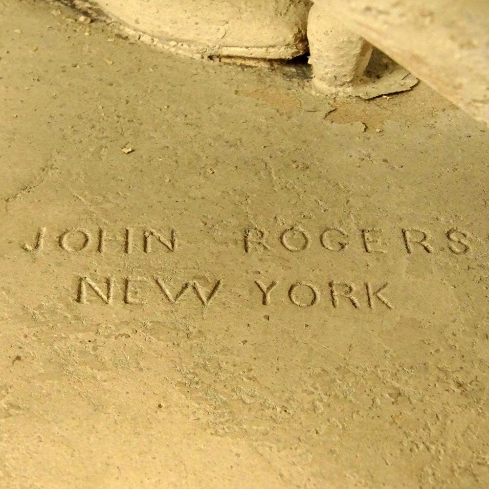 John Rogers (AMERICAN, 1829-1904) Plaster Sculpture, The Council of War. Signed to base. Chips, - Image 3 of 9