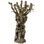 Yaacov Heller, Israeli (1941) Impressive 
Silvered Figural Candelabra "Adam & Eve". Signed on foot