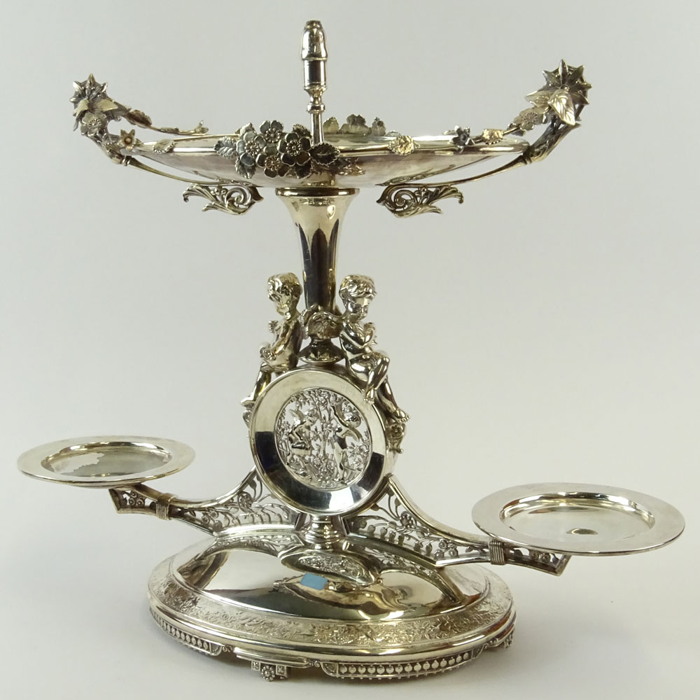 Meridan Britannia Company, 19/20th Century American Aesthetic Movement Silver Plate Epergne. Signed. - Image 6 of 9