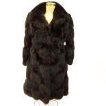 Retro Black Fox and Purple Suede Full Length Coat. Lined. No label. Size small. 41" Length. Good