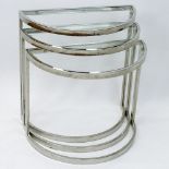 Set of Three (3) Pace Collection Glass and Chrome Nesting Tables. Unsigned. Good condition.