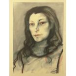 Carlos Alonso Argentinean (born1929- ) Pastel and Charcoal with Heightener "Amanda I" Circa 1983.