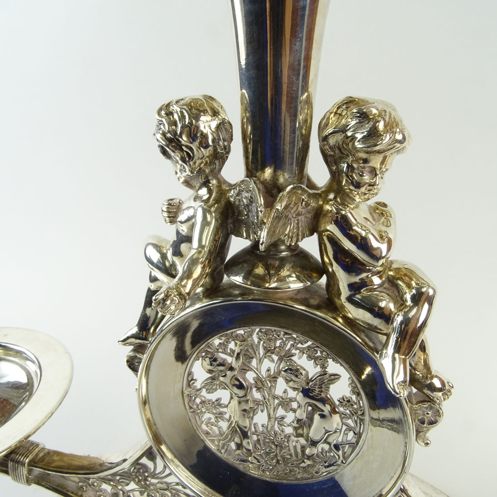 Meridan Britannia Company, 19/20th Century American Aesthetic Movement Silver Plate Epergne. Signed. - Image 4 of 9