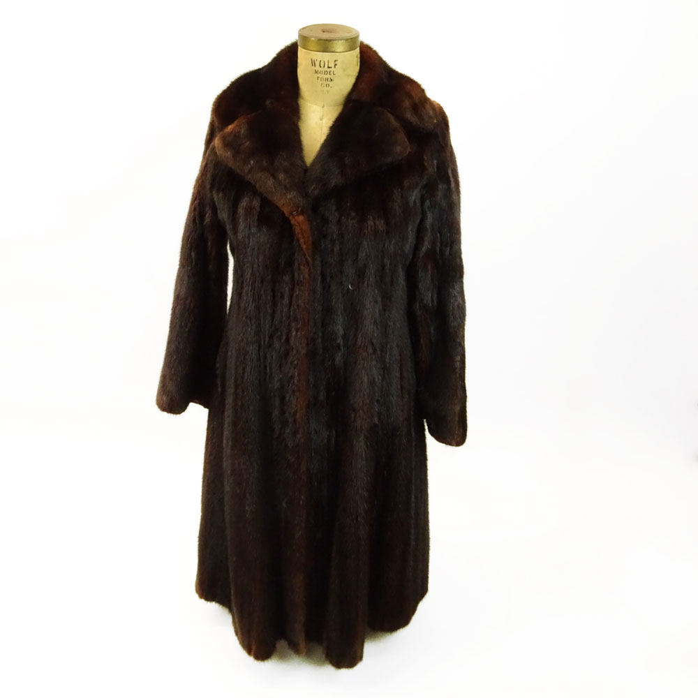 Emilio Gucci Full Length Natural Ranch Mink Coat. Fully Lined, Labeled. Wear to collar and cuffs but