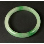 Chinese Pale Celadon to Green Jade Bangle. Unsigned. Good Condition or Better. Measures 7/16 Inch