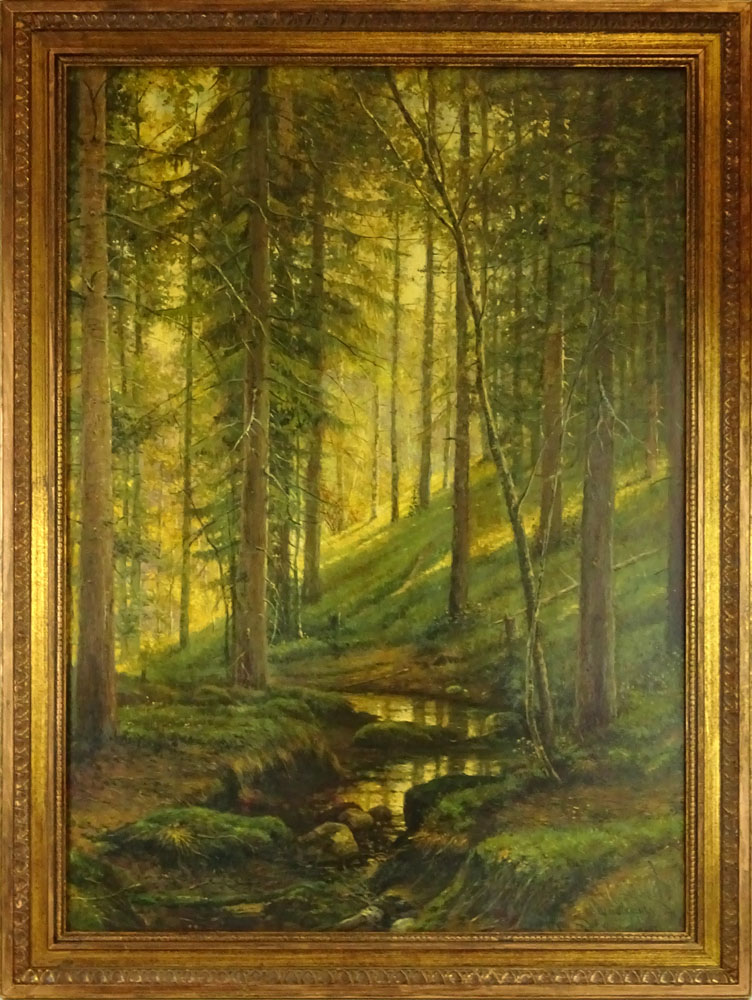 Antique Russian Oil on Canvas "Wooded Landscape" Bears signature I. Shishkin. Good condition. - Image 2 of 4
